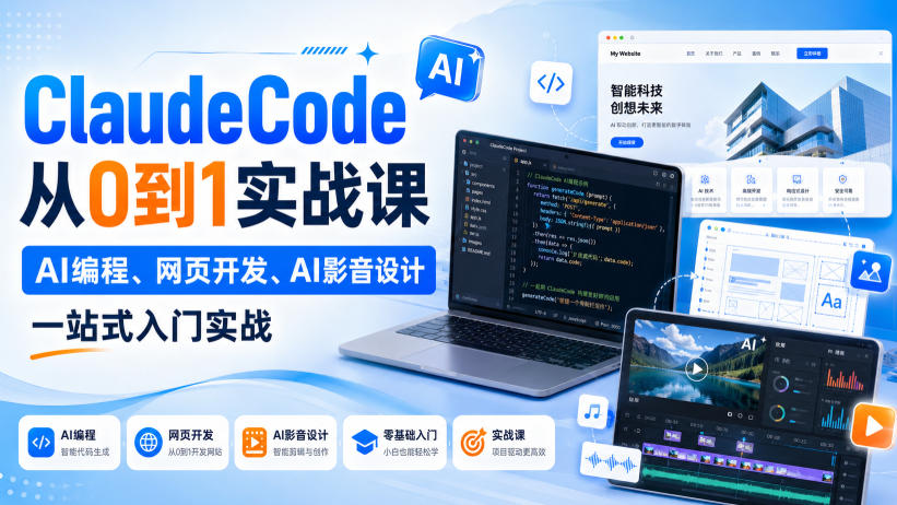 Claude Code从0到1实战课,AI编程、网页开发、AI影音设计一站式入门实战(更新)——生财有道创业项目网-生财有道