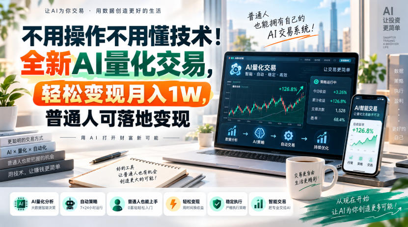 不用操作不用懂技术！全新AI量化交易，轻松变现月入1W，普通人可落地变现！【揭秘】——生财有道创业项目网-生财有道