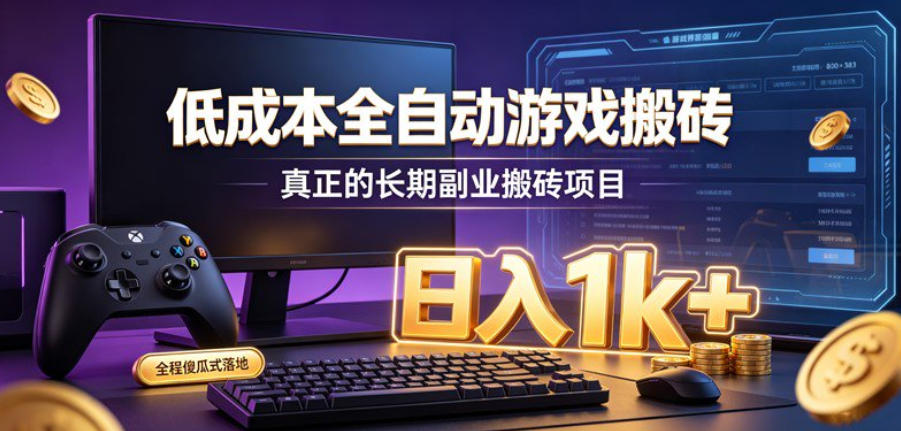低成本全自动游戏搬砖，真正的长期副业搬砖项目，日入1k+，全程傻瓜式落地【揭秘】——生财有道创业项目网-生财有道