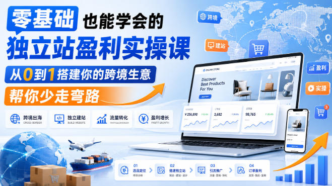 零基础也能学会的独立站盈利实操课,从0到1搭建你的跨境生意,帮你少走弯路——生财有道创业项目网-生财有道