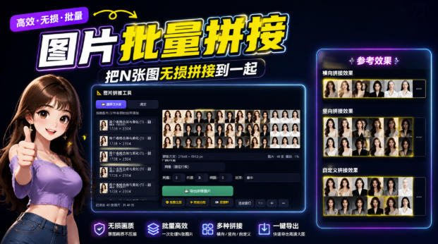 图片[1]-图片批量拼接，把N张图无损拼接到一起，支持横向、竖向、自定义等功能——生财有道创业项目网-生财有道