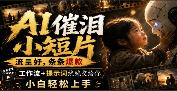 AI催泪小短片，流量好，条条爆款，工作流+提示词统统交给你，小白轻松上手——生财有道创业项目网-生财有道