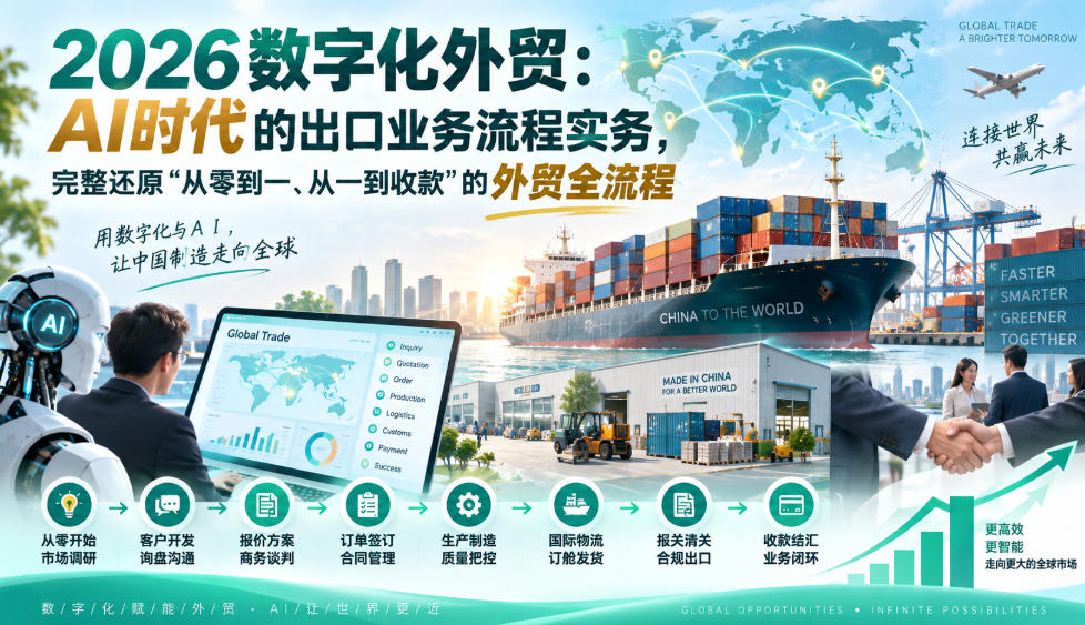2026数字化外贸：AI时代的出口业务流程实务，完整还原”从零到一、从一到收款”的外贸全流程——生财有道创业项目网-生财有道