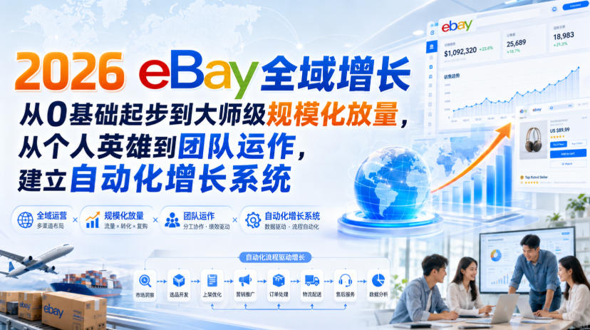 2026 eBay全域增长，从0基础起步到大师级规模化放量，从个人英雄到团队运作，建立自动化增长系统——生财有道创业项目网-生财有道