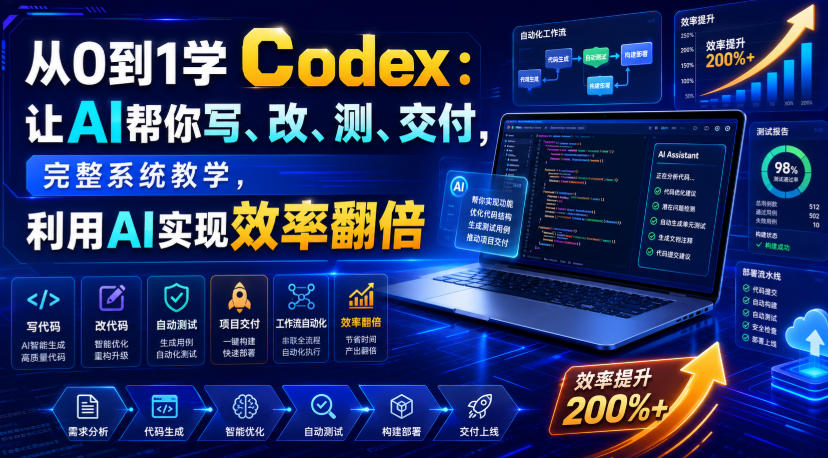 从0到1学Codex：让AI帮你写、改、测、交付，完整系统教学，利用AI实现效率翻倍（更新0918）——生财有道创业项目网-生财有道