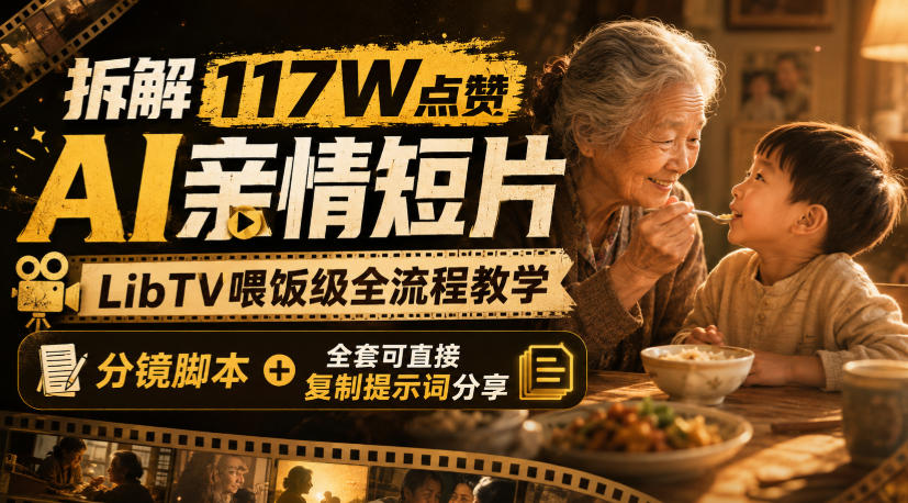 拆解117W点赞AI亲情短片,LibTV喂饭级全流程教学,分镜脚本+全套可直接复制提示词分享——生财有道创业项目网-生财有道