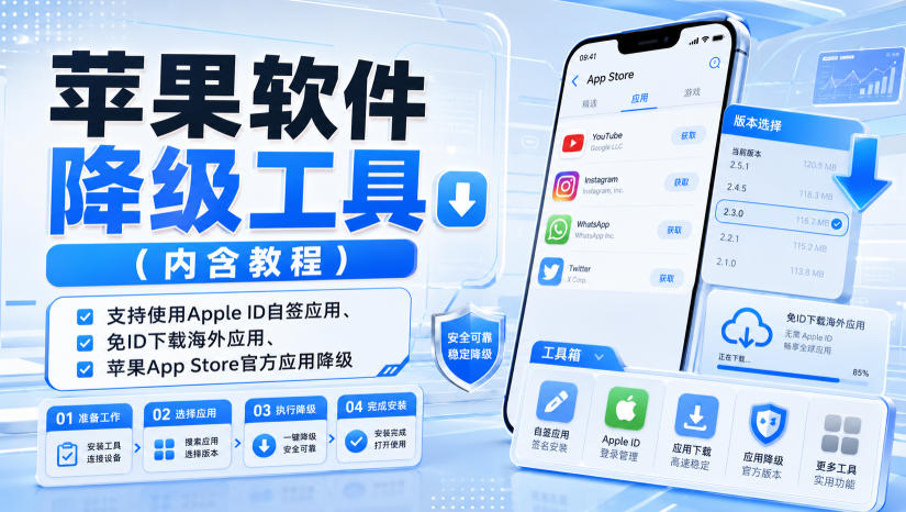 苹果软件降级工具（内含教程），支持使用Apple ID自签应用、免ID下载海外应用、苹果App Store官方应用降级等——生财有道创业项目网-生财有道