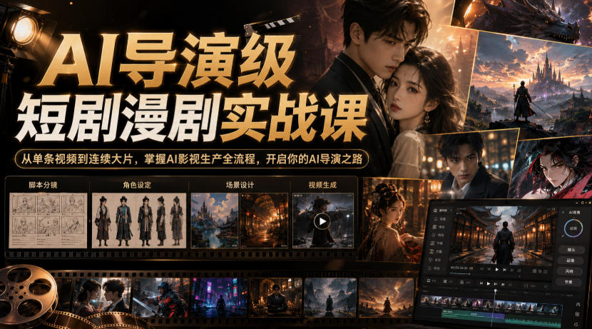 图片[1]-AI导演级短剧漫剧实战课，从单条视频到连续大片，掌握AI影视生产全流程，开启你的AI导演之路!——生财有道创业项目网-生财有道