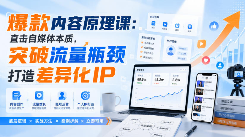 爆款内容原理课:直击自媒体本质,突破流量瓶颈打造差异化IP——生财有道创业项目网-生财有道