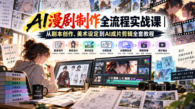 AI漫剧制作全流程实战课｜从剧本创作、美术设定到AI成片剪辑全套教程​——生财有道创业项目网-生财有道