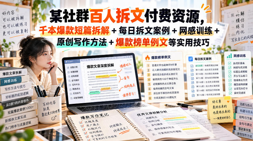 某社群百人拆文付费资源，千本爆款短篇拆解+每日拆文案例+网感训练+原创写作方法+爆款榜单例文等实用技巧(持续更新)——生财有道创业项目网-生财有道