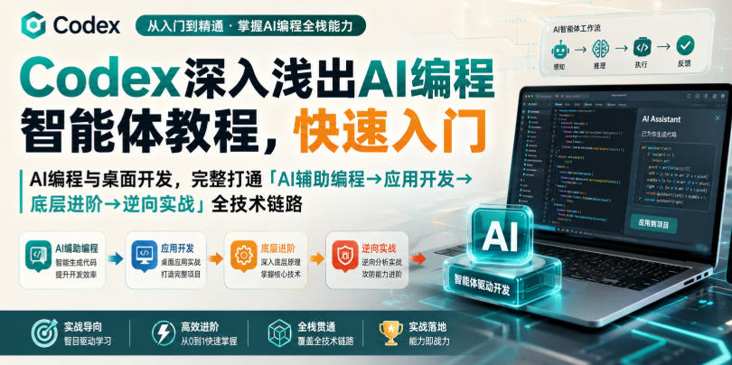 Codex深入浅出AI编程智能体教程，快速入门AI编程与桌面开发，打通「AI辅助编程→应用开发→底层进阶→逆向实战」全技术链路——生财有道创业项目网-生财有道