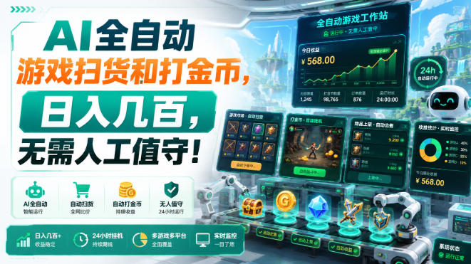 AI全自动游戏扫货和打金币,日入几百,无需人工值守!【揭秘】——生财有道创业项目网-生财有道