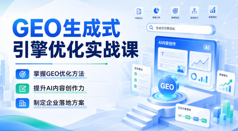 GEO生成式引擎优化实战课,掌握GEO优化方法,提升AI内容创作力,制定企业落地方案——生财有道创业项目网-生财有道