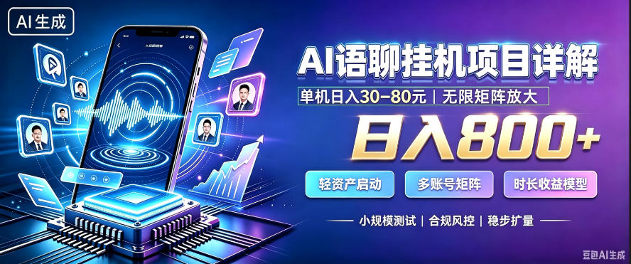 AI聊天挂G项目，日入800+，适用个人副业，支持工作室矩阵操作，放大收益【揭秘】——生财有道创业项目网-生财有道