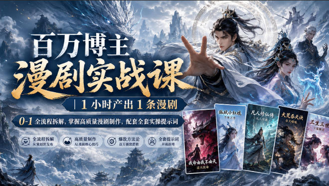 百万博主漫剧实战课｜1小时产出1条漫剧，0‑1全流程拆解，掌握高质量漫剧制作，配套全套实操提示词——生财有道创业项目网-生财有道