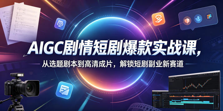 AIGC剧情短剧爆款实战课，从选题剧本到高清成片，解锁短剧副业新赛道（更新0906）——生财有道创业项目网-生财有道