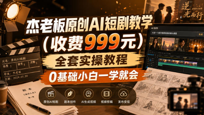 图片[1]-杰老板原创AI短剧教学（收费999元），全套实操教程，0基础小白一学就会，非搬运技术——生财有道创业项目网-生财有道