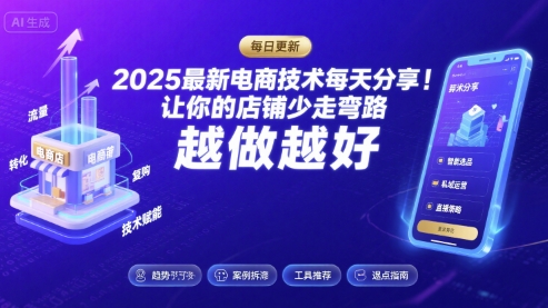 2025-2026最新电商技术每天分享，让你的店铺少走弯路，越做越好(更新26年08月)——生财有道创业项目网-生财有道