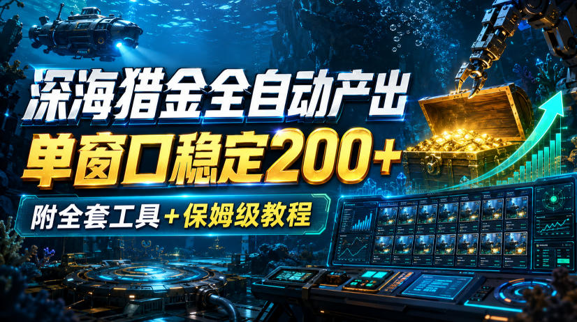 深海猎金全自动产出，单窗口稳定200+，附全套工具+保姆级教程【揭秘】——生财有道创业项目网-生财有道
