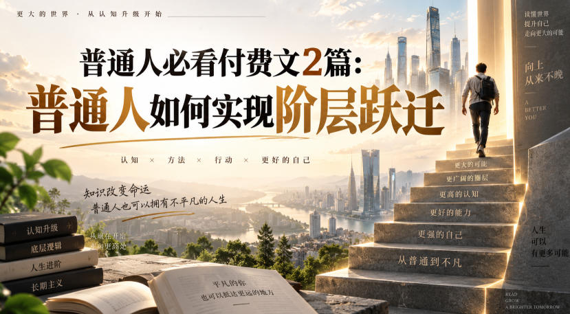 普通人必看付费文2篇:普通人如何实现阶层跃迁——生财有道创业项目网-生财有道