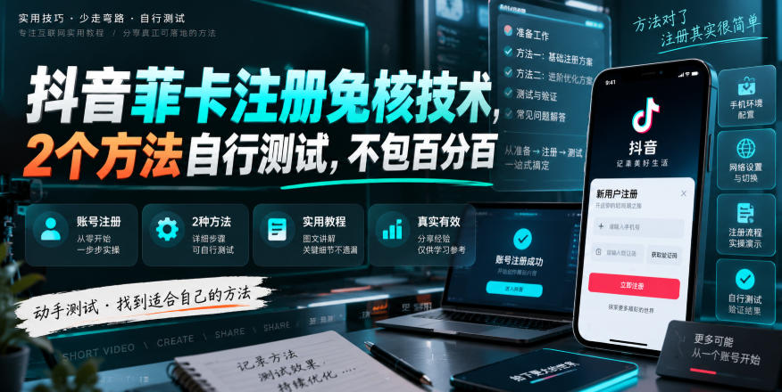 抖音菲卡注册免核技术，2个方法自行测试，不包百分百——生财有道创业项目网-生财有道