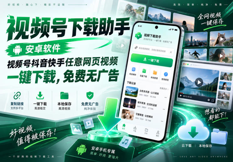视频号下载助手，安卓软件，视频号抖音快手任意网页视频，一键下载，免费无广告——生财有道创业项目网-生财有道