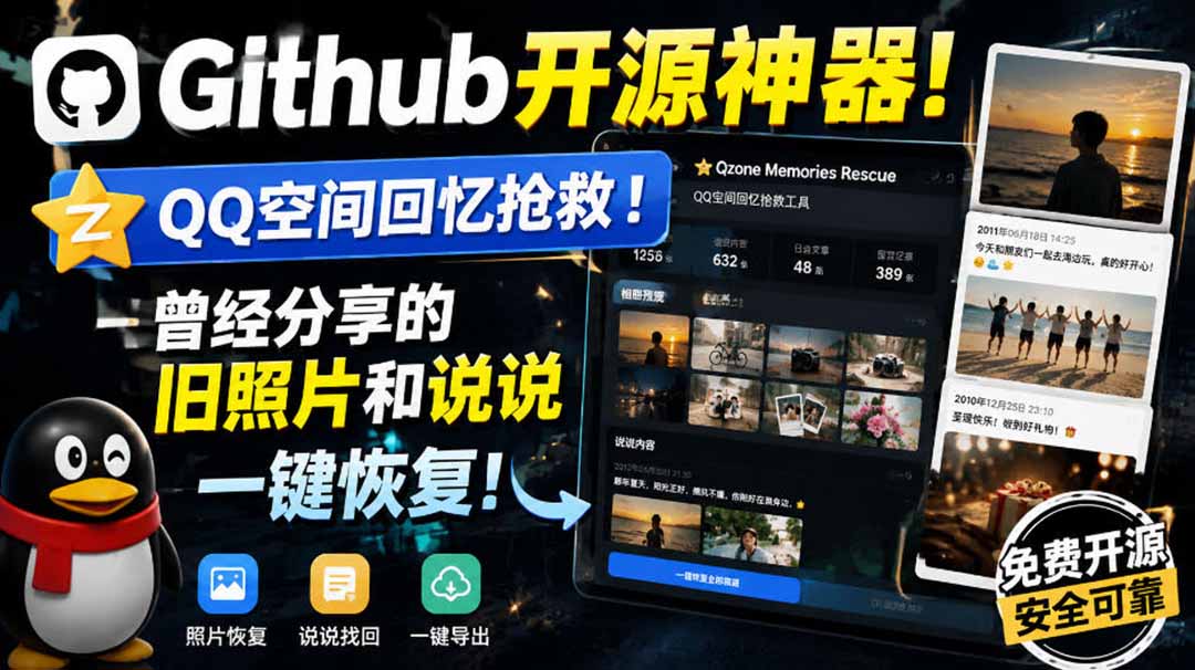 图片[2]-（20182期）Github开源神器！QQ空间回忆抢救！曾经分享的旧照片和说说一键恢复！_生财有道创业项目网-生财有道