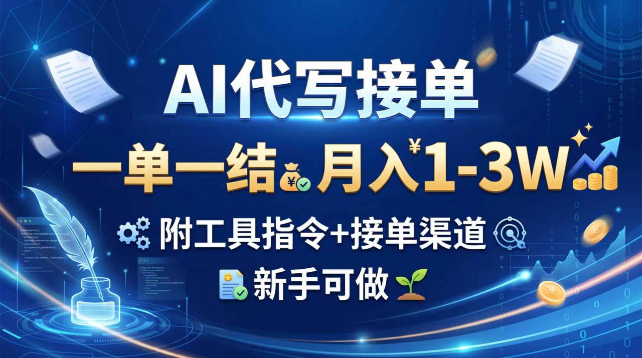 （20343期）AI代写接单，一单一结，月入1-3W，附工具指令+接单渠道，新手可做_生财有道创业项目网-生财有道
