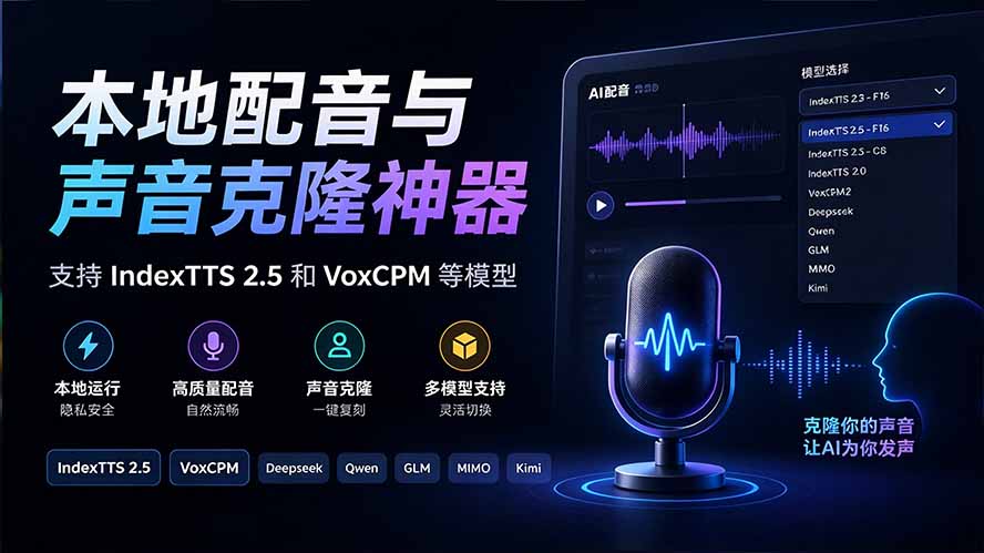 图片[3]-（20727期）GitHub 最新开源宝藏项目！本地配音与声音克隆能力都齐了，支持Indextts 2.5和VoxCPM等模型 yovoice_生财有道创业项目网-生财有道