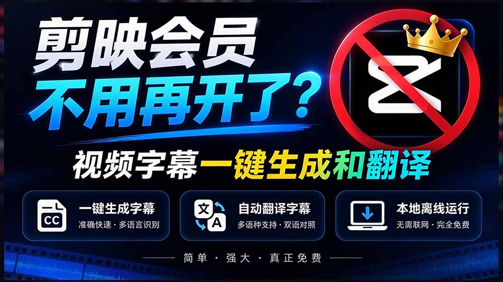 图片[2]-（20728期）剪映会员不用再开了？视频字幕一键生成加翻译，本地离线运行，完全免费，超快速高精度，字幕大师_生财有道创业项目网-生财有道