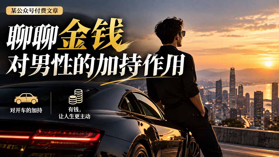 (20627期)【无水印】某公众号付费文章:聊聊金钱对男性的加持作用_生财有道创业项目网-生财有道