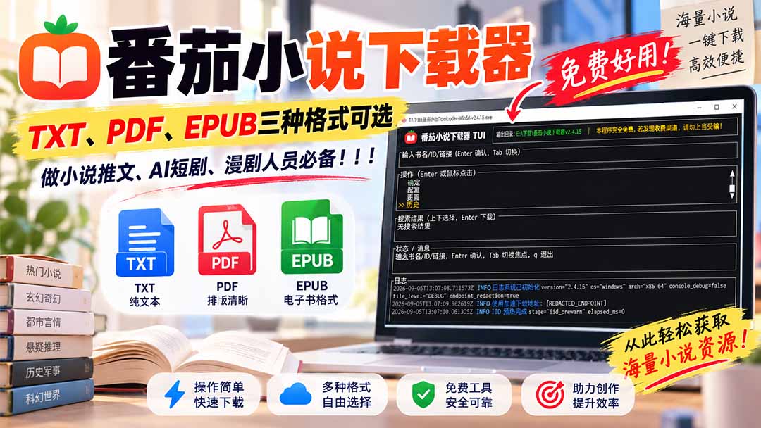 （20529期）番茄小说下载器，TXT、PDF、EPUB三种格式可选，做小说推文、AI短剧、漫剧人员必备！_生财有道创业项目网-生财有道