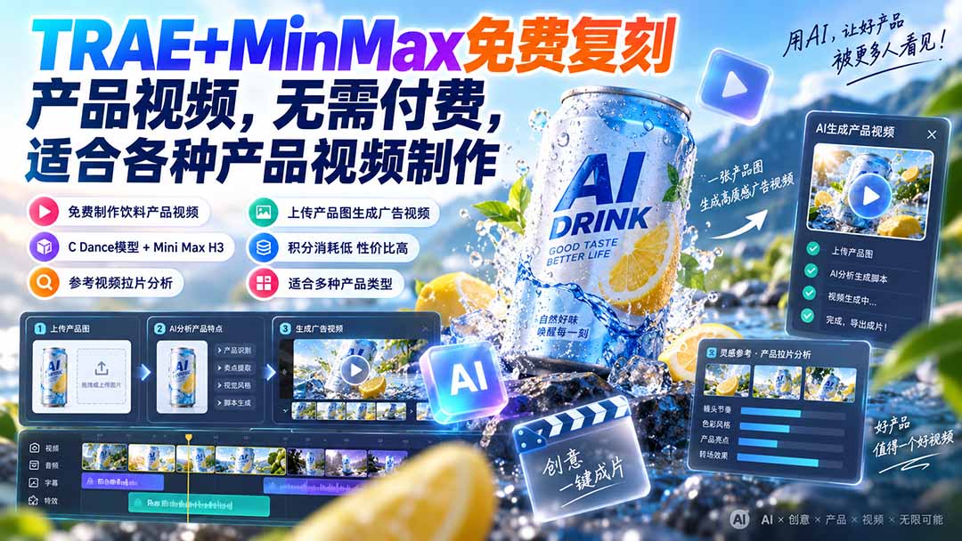 （20362期）TRAE+MinMax免费复刻产品视频，无需付费，适合各种产品视频制作_生财有道创业项目网-生财有道