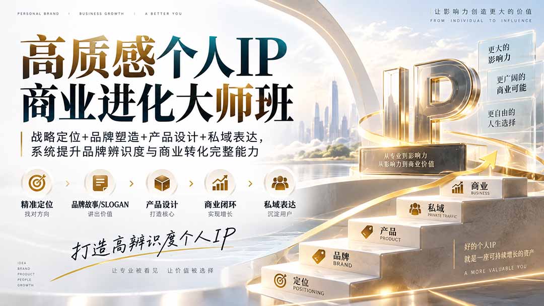 （20324期）高质感个人IP商业进化大师班：战略定位+品牌塑造+产品设计+私域表达，系统提升品牌辨识度与商业转化完整能力_生财有道创业项目网-生财有道