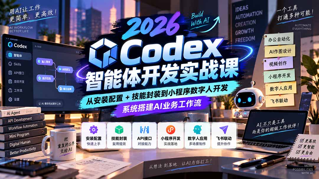图片[2]-（20574期）2026Codex智能体开发实战课：从安装配置+技能封装到小程序数字人开发，系统搭建AI业务工作流_生财有道创业项目网-生财有道