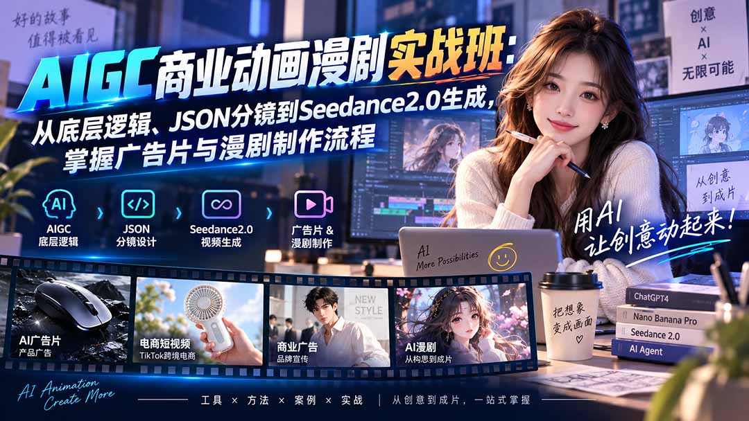 （20268期）AIGC商业动画漫剧实战班-更新：从底层逻辑、JSON分镜到Seedance2.0生成，掌握广告片与漫剧制作流程_生财有道创业项目网-生财有道