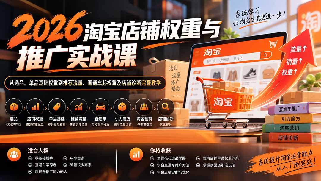 图片[2]-（20411期）2026淘宝店铺权重与推广实战课：从选品、单品基础权重到推荐流量、直通车起权重及店铺诊断完整教学_生财有道创业项目网-生财有道