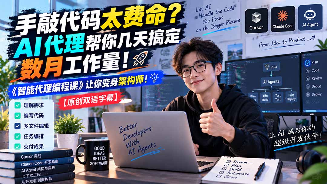 （20286期）手敲代码太费命？AI 代理帮你几天搞定数月工作量！《智能代理编程课》让你变身架构师_生财有道创业项目网-生财有道