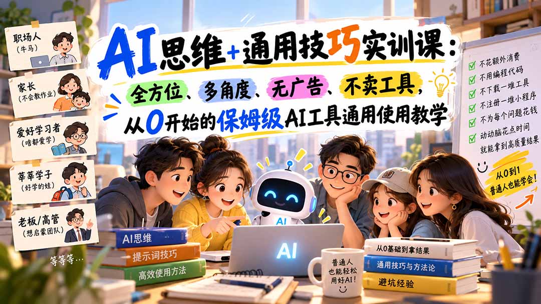 图片[2]-（20680期）AI思维+通用技巧实训课：全方位、多角度、无广告、不卖工具，从0开始的保姆级AI工具通用使用教学_生财有道创业项目网-生财有道