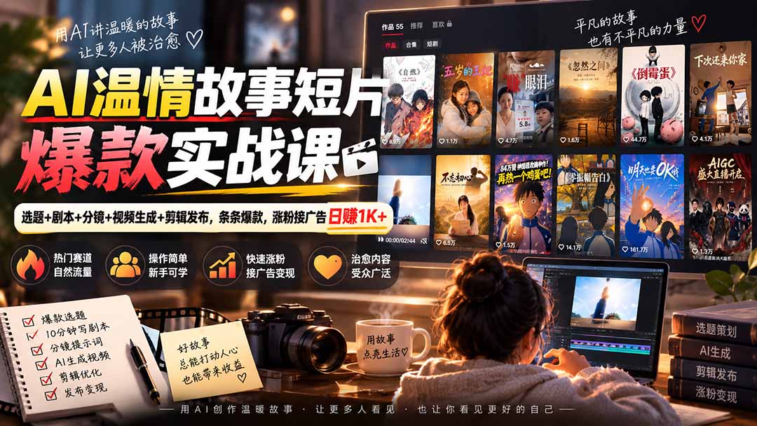 图片[2]-（20477期）AI温情故事短片爆款实战课-更新｜选题+剧本+分镜+视频生成+剪辑发布，条条爆款，涨粉接广告日赚1K+_生财有道创业项目网-生财有道