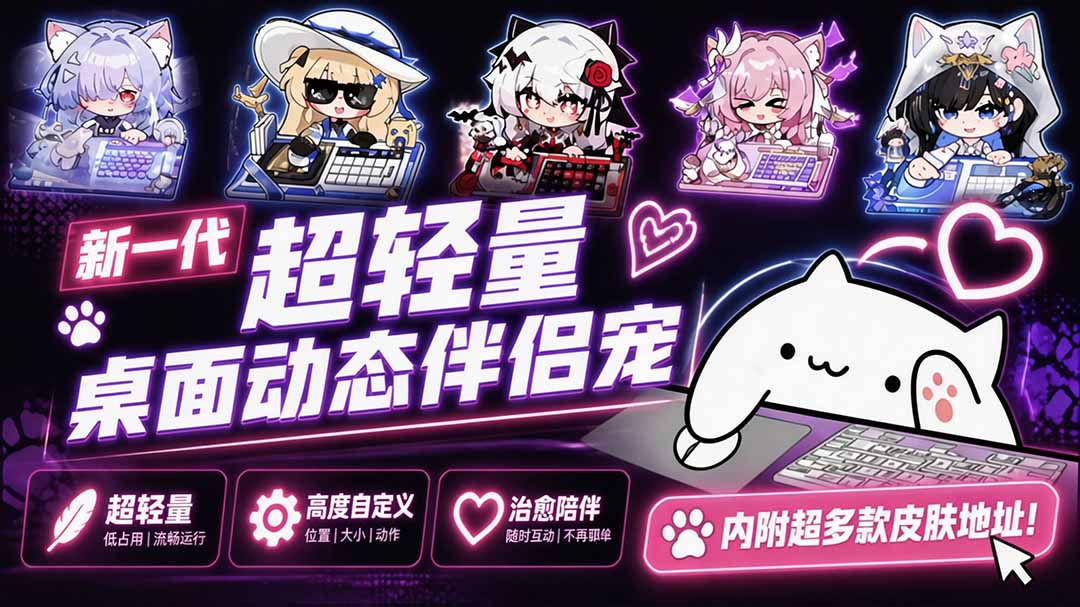 图片[2]-（20293期）开源免费用！新一代超轻量桌面动态伴侣宠，体验更美观，更丝滑，内附超多款皮肤地址，BongoCat_生财有道创业项目网-生财有道