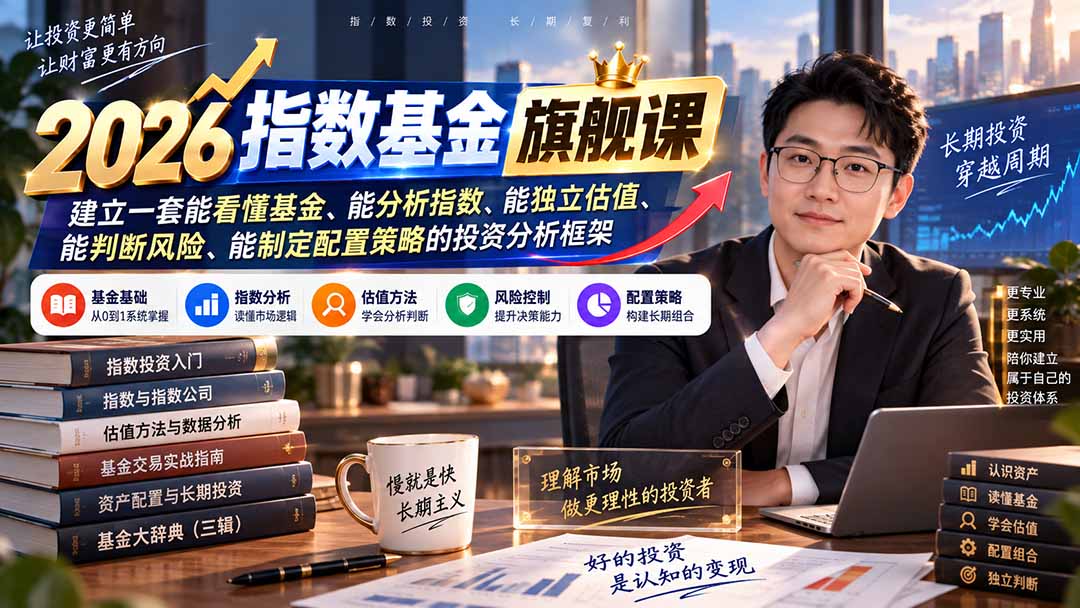 图片[2]-（20298期）2026指数基金旗舰课｜建立一套能看懂基金、能分析指数、能独立估值、能判断风险、能制定配置策略的投资分析框架_生财有道创业项目网-生财有道