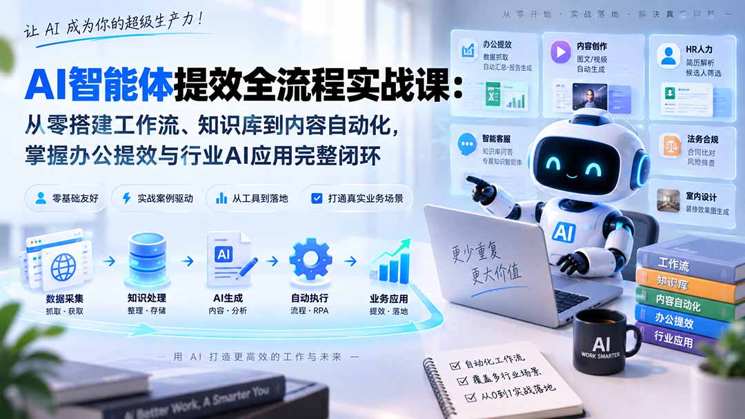 图片[1]-（20260期）AI智能体提效全流程实战课：从零搭建工作流、知识库到内容自动化，掌握办公提效与行业AI应用完整闭环_生财有道创业项目网-生财有道