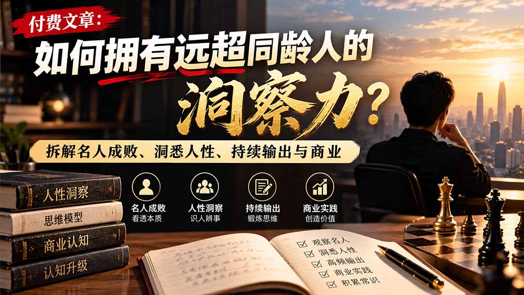 （21025期）付费文章：如何拥有远超同龄人的洞察力？拆解名人成败、洞悉人性、持续输出与商业实践_生财有道创业项目网-生财有道
