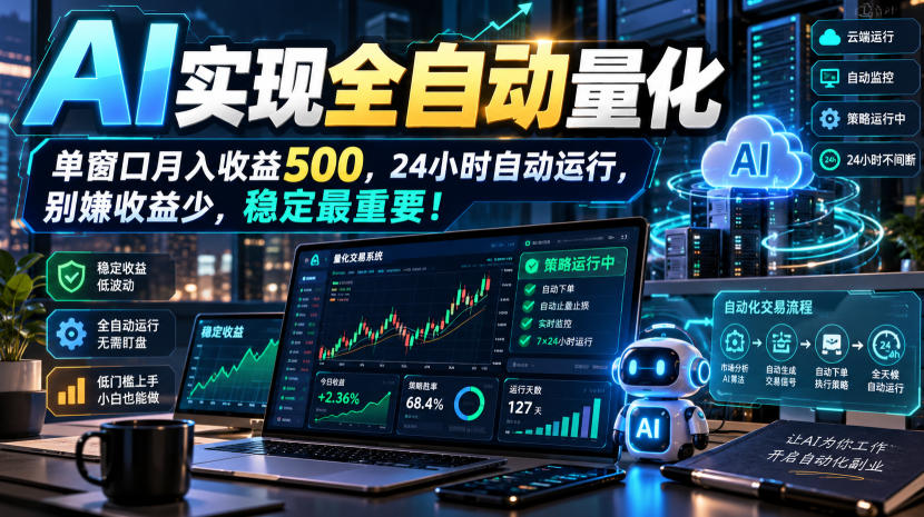 (21163期)AI全自动量化项目,长期稳定可落地,0门槛躺赚稳定项目!_生财有道创业项目网-生财有道