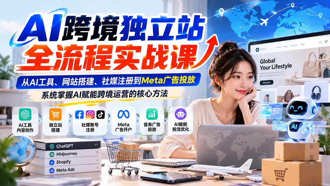 图片[2]-（21056期）AI跨境独立站全流程实战课：从AI工具、网站搭建、社媒注册到Meta广告投放，系统掌握AI赋能跨境运营的核心方法_生财有道创业项目网-生财有道