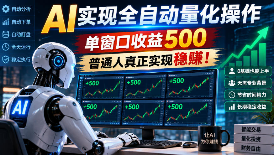 AI实现全自动量化操作，单窗口收益500，普通人真正实现稳賺！【揭秘】——生财有道创业项目网-生财有道