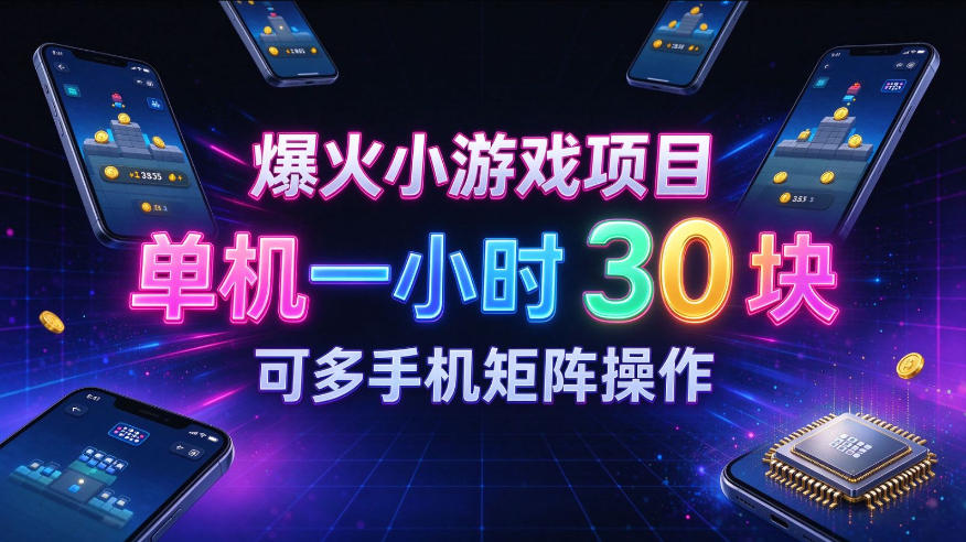 爆火小游戏撸金项目,实测单机一小时30+,可多手机矩阵操作,新手看完一遍就能上手【揭秘】——生财有道创业项目网-生财有道