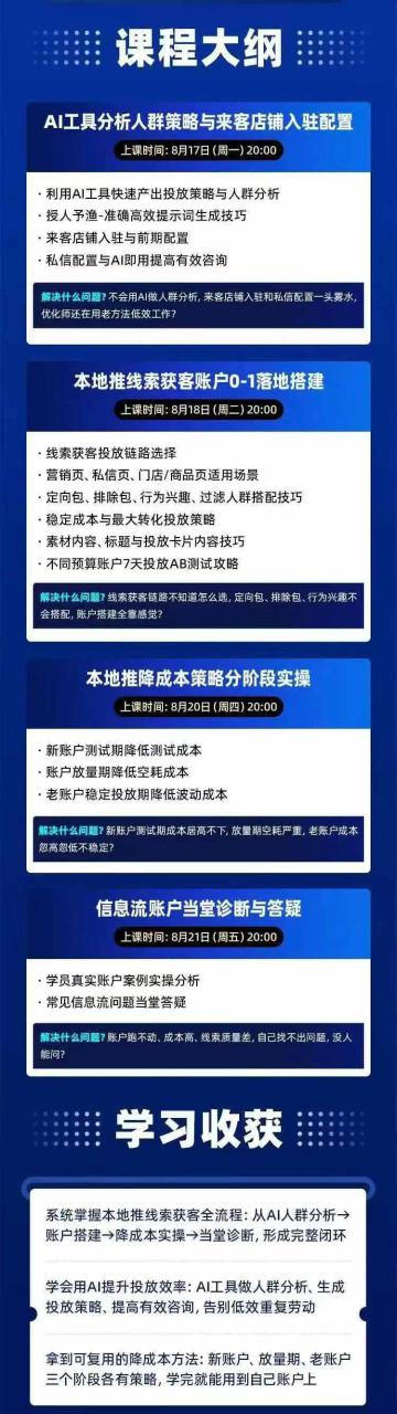 图片[3]-（21003期）2026巨量AD本地推线索获客全流程实战课-33期：AI人群分析、账户搭建、7天测试、分阶段降本与投放优化_生财有道创业项目网-生财有道